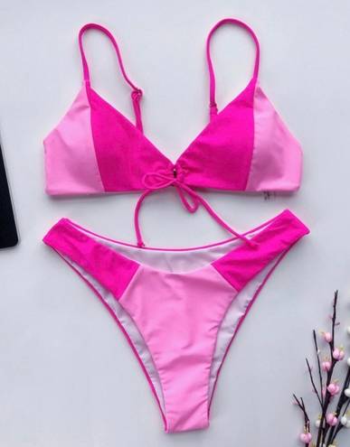 Boutique pink color block swimsuits