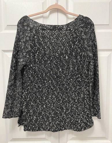 Helmut Lang Helmut Caged Boucle Linen Sweater Black Marled Raglan Sleeve Sweater Size PS