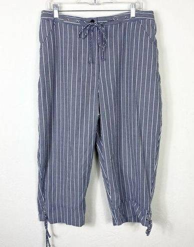 Dress Barn  Grey & White Striped Drawstring Ankle Capri Pants Size 16W