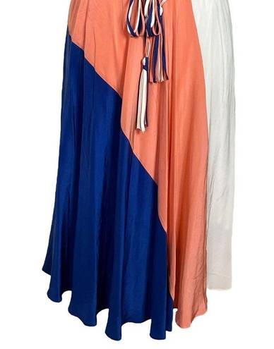 Yumi Kim  Womens Leon Tricolor Colorblock Silk Midi Dress With Tie Belt Size XS