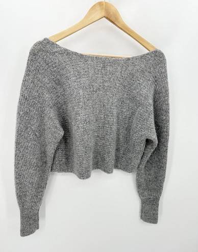 Babaton The Group by  Aritzia Sweater Women 2XS Grey V-Neck Long Sleeve Cropped