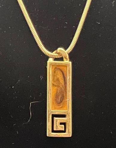 Givenchy Vintage 1977  G Logo Gold Plated Rope Necklace Gold bar design Signed