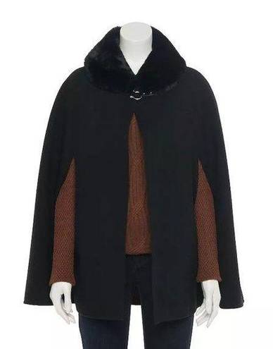 Apt. 9  Women's Faux-Fur Collar Cape in Black - One Size