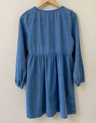 American Eagle Size Large Tall Blue Denim Chambray Wrap Dress