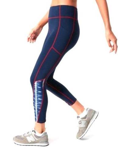 Tuckernuck  Navy and Amer-ikat High Rise Flex Compression Leggings Size M