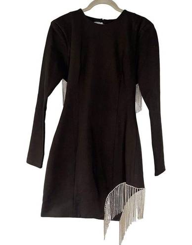 Elliatt NWT  Nebulous Mini Dress, Long Sleeve Crystal Fringe Size Medium