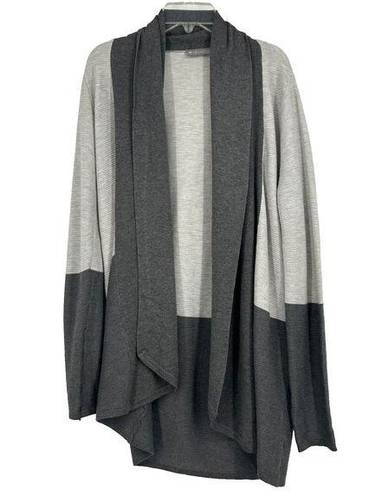 Evolution  By Cyrus Open Front Cardigan Gray Color Block Ribbed Neutral Size M