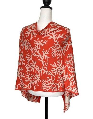 REEF Top It Off Shawl Poncho Button Down Coral  Knit One Size