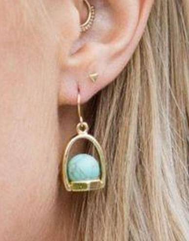 Amryllis Boho Turquoise And Gold Earrings