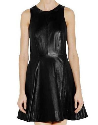 Rag and Bone  Renard 100% Lamb Leather Braided A-Line Dress Black Women's Size 4