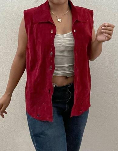 Coldwater Creek - Deep Red Velvety Leather Vest