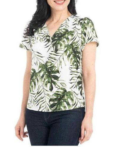 Hilary Radley  | WOMEN’S V-NECK SHORT SLEEVE BLOUSE TROPICAL PRINT SIZE M