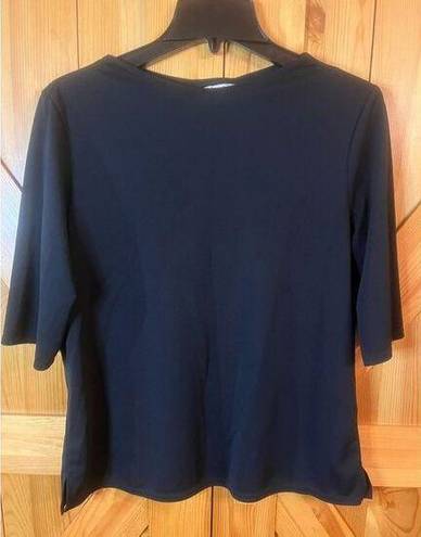 Kathie Lee Collection  short sleeve, black blouse, size large ￼(1586)