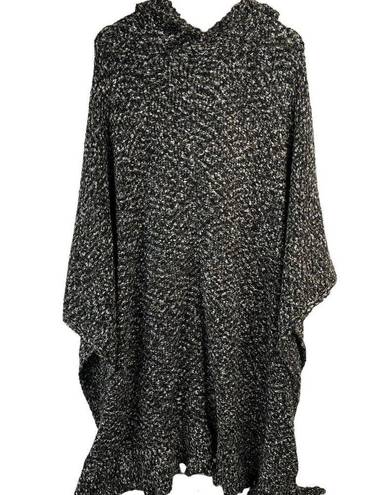 Chico's  One Size Ruffle Knit Ruana Shrug Wrap Poncho Sweater Chunky Knit Sparkle