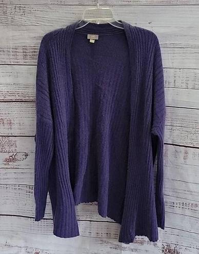 J.Jill  Purple 100% Cashmere Open Front Ribbed Women's Cardigan Size Large