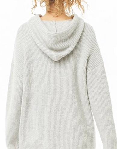 Forever 21 Hooded Sweater Hoodie Knit Mini Dress in Heather Grey