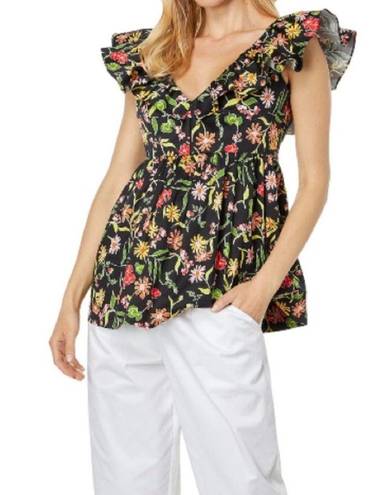 Kate Spade NWT  New York Rooftop Garden Floral Ruffle Top