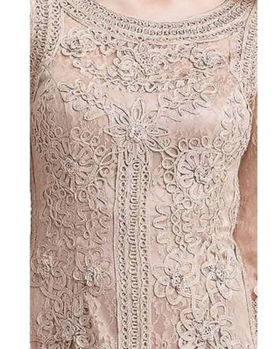 Sue Wong  Blush Pink Lace Bodycon Cocktail Dress Size 8