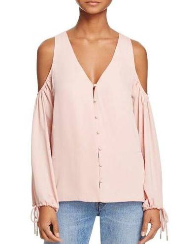 L'Academie  Cold Shoulder Long Sleeve V Neck Blush Top Size M NWT $139