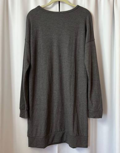 Tresics NWT  Solid Gray Pullover Long Sleeve Sweater T-Shirt Dress Size Medium