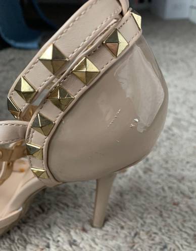 Wild Diva Lounge Studded Nude Heels