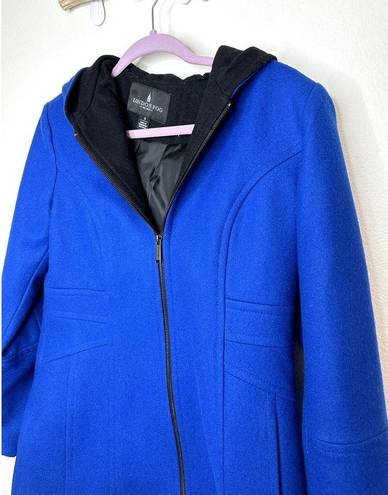 London Fog  NWOT River Blue Wool-Blend Zip Up Hooded Casual Pea Coat Small