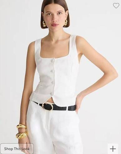 J.Crew  Scoop Neck Linen Blend Cropped Vest White Size 0 BZ393 New