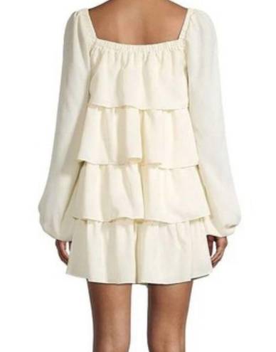 We Wore What  Crinkle Chiffon Crème Bruilee Tiered Mini Dress Size S