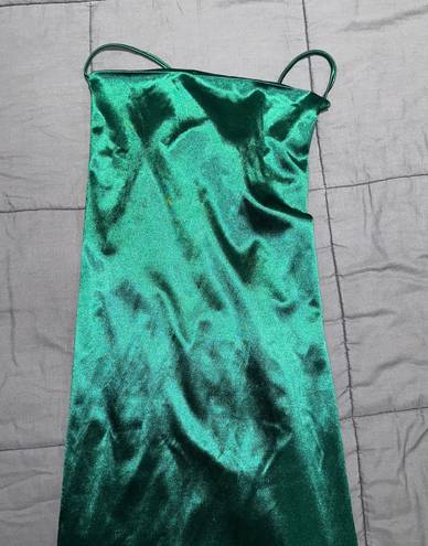 Ootdfash satin emerald dress