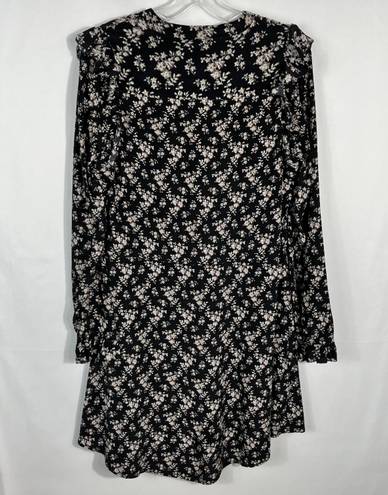 ALLSAINTS Sora Nevin Black Floral 100% Silk Tie Waist Long Sleeve Dress Size 2