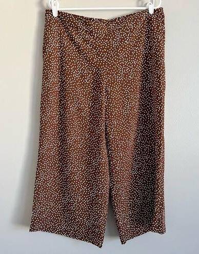 J.Jill  Women’s Brown White Polka Dot Wide Leg Cropped Pants Large Petite