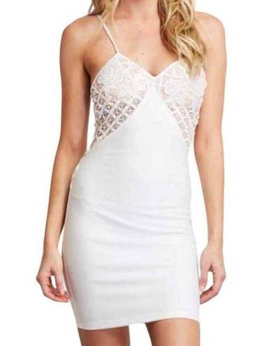 Angel Biba  Sleeveless Crochet Lace Bodycon Mini Dress White Size 12 NWT