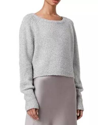 All Saints Rosetta Silver Tinsel Cropped Sweater