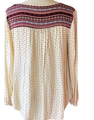 Cloud Chaser  Boho Red & Cream Paisley Tie Front Bohemian Blouse ~ Women's XL