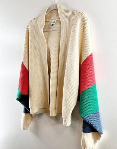 CAbi  Striped Sophia Slouchy Open Front Dolman Cardigan Sweater Cream Small