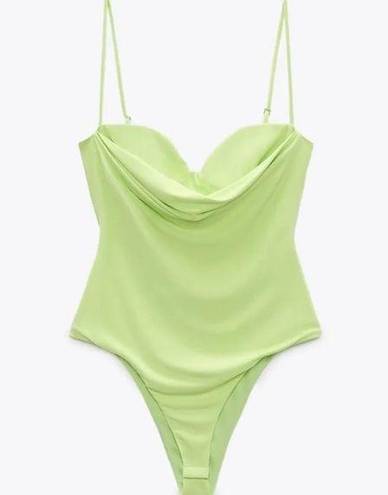 ZARA  Lime Green Bodysuit with Sweetheart Neckline