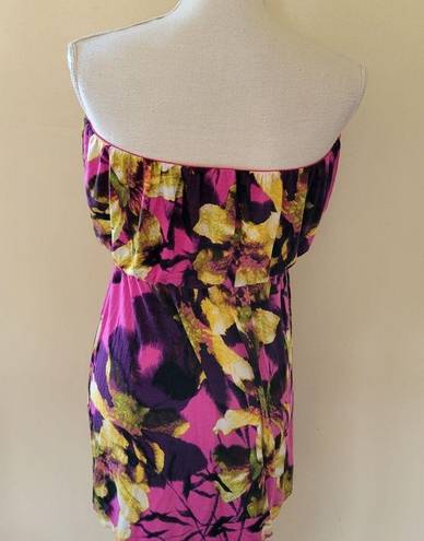 a.n.a  tropical strapless blouson dress size large