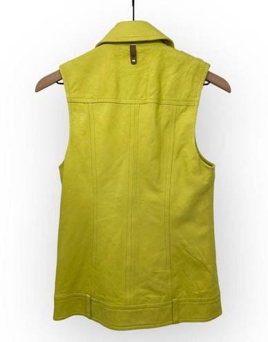 Mackage  Frederica Lamb Leather Moto Vest Asymmetrical Zip Jacket Yellow XS