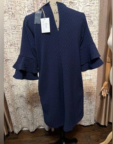 Lush Clothing NWT Lush Navy Woven Dress Ruffle Sleeves Medium