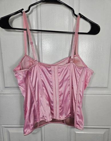 Victoria's Secret Sexy Little Things Size Large Pink Satin Corset Bustier Lace