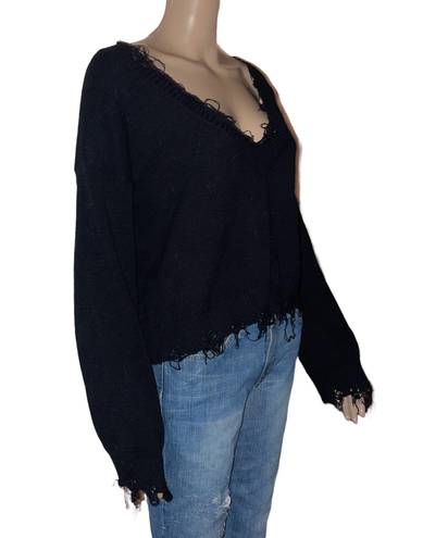 Brooklyn Karma Frayed V Neck Sweater