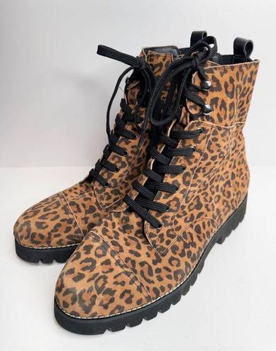 Donald Pliner  Boots Size 7 Leather Animal Print Classic Hiker Design Suede NEW