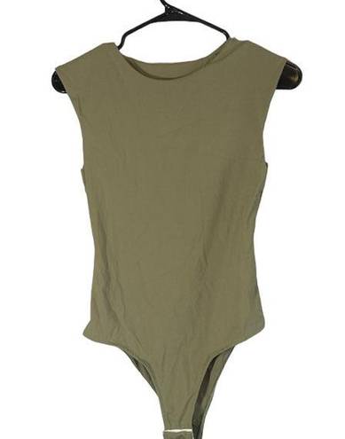 One Piece Olive Army Green Sleeveless  Bodysuit Women Sz S