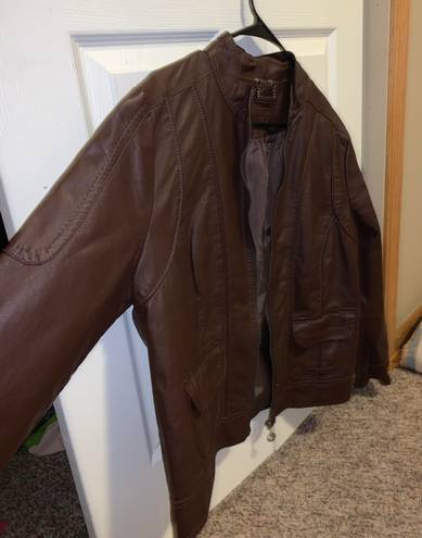 Brown Leather Jacket Oversized