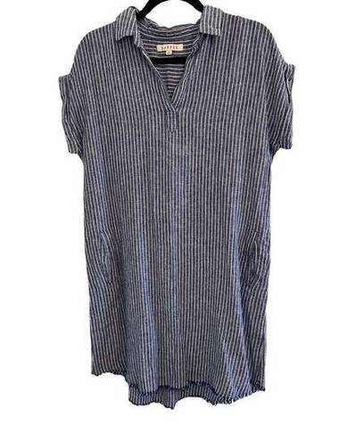 Harper  Women's Dress Striped Blue/White Pockets Short Sleeve Size Small