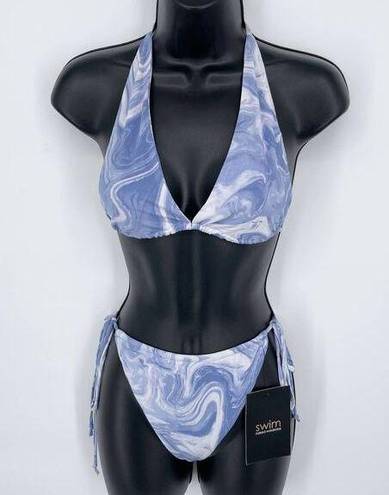 Naked Wardrobe  Swim Blue Smoke String Bikini Swimsuit NEW Sz XL Style NW-W0732