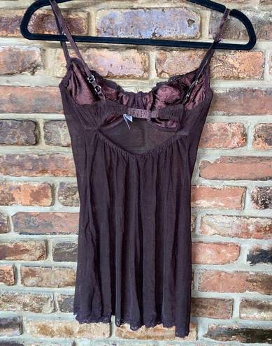 Victoria's Secret  Brown Sheer Mesh Lace Vintage Y2K Lingerie Slip Women's 36B