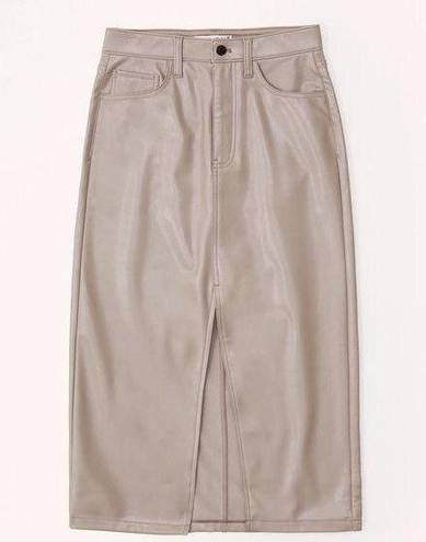 Abercrombie & Fitch  NWT Vegan Leather MIDI Skirt Taupe Size 25