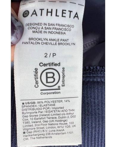 Athleta  Womens Brooklyn Ankle Pants Sz 2P Captivate Chrome Blue Pockets UPF 50+