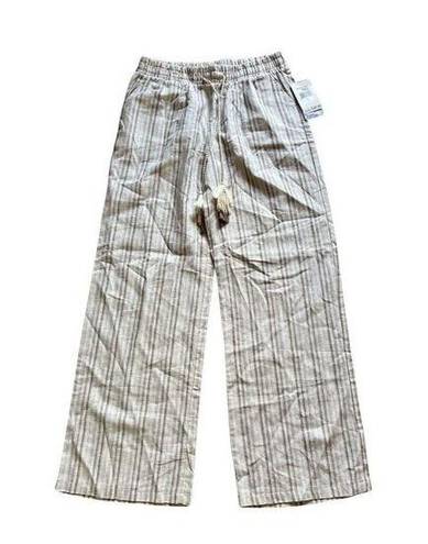 Harmony & Havoc  Striped Linen Pull On Boho Straight Pants Size Large nwt